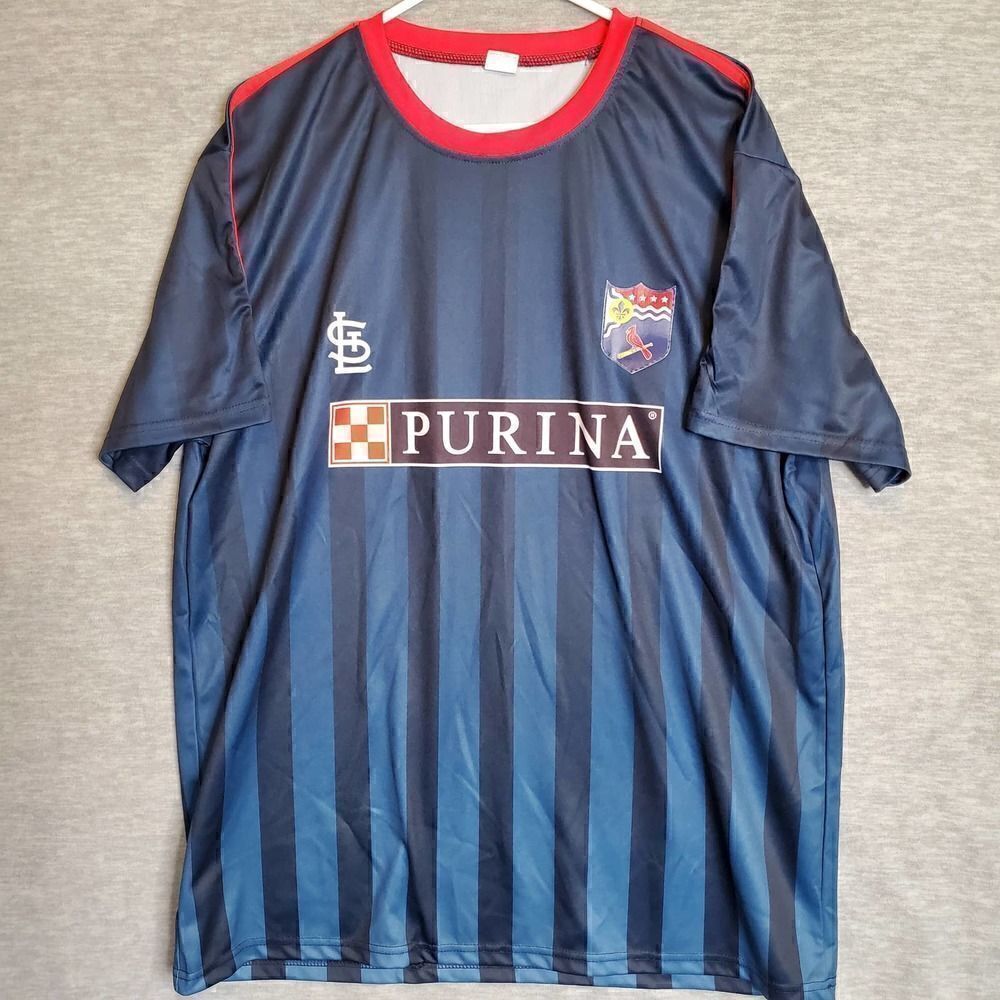 St Louis Cardinals Jersey Mens XL Blue MLB Purina SC Soccer Pullover